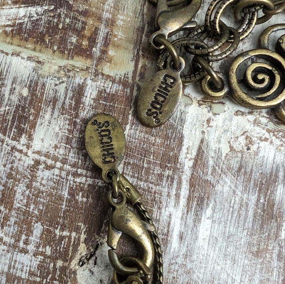 Chico's Retired Bronze/Red Crystal and Rhinestone Necklace/Bracelet Set - Picture 6 of 9